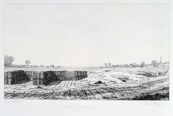 Prussian battery, Siege of Paris, 1870-1871. Artist: Paul Roux