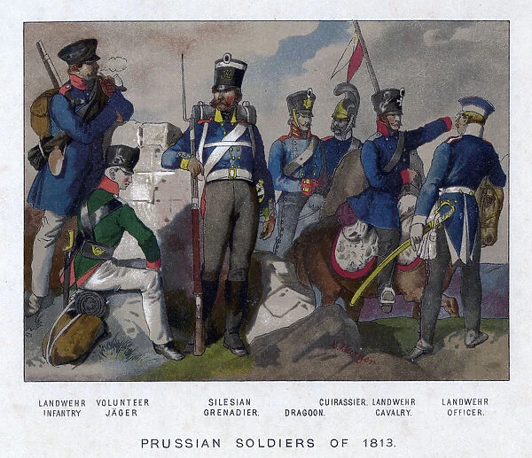 Prussian soldiers of 1813. Artist: E Burger