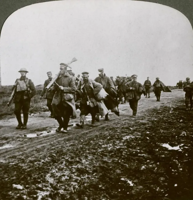 Framed Print : Prussians captured by Old Contemptibles in the advance at Pozieres, World War I, 1914-1918. Artist: Realistic Travels Publishers Framed Print : Prussians captured by Old Contemptibles in the advance at Pozieres, World War I, 1914-1918. Artist: Realistic Travels Publishers