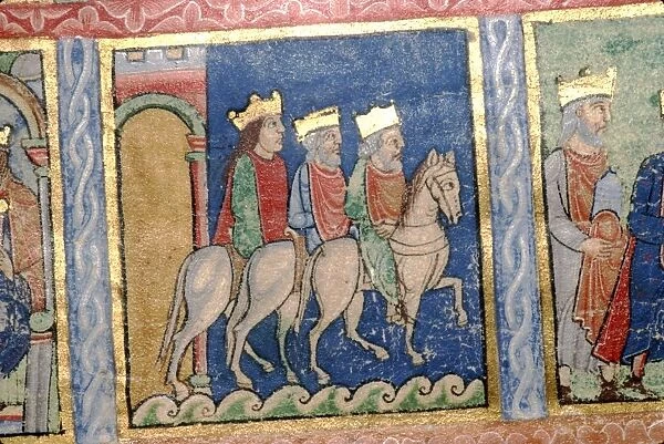Detail from a Psalter: The Magi Ride to Bethlehem, c1140