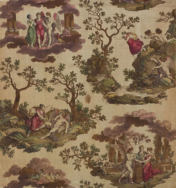 Psyche et L Armour (The Story of Cupid and Psyche) (Furnishing Fabric), Nantes, c. 1790. Creator: Gorgerat Frères et Cie