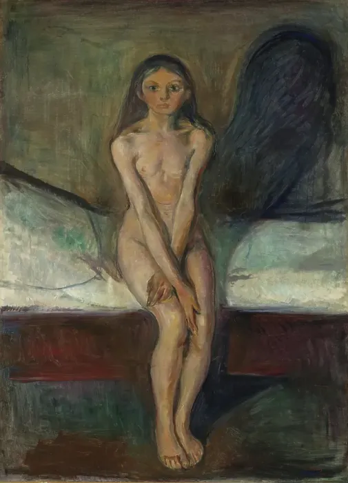 Framed Print : Puberty, 1894. Creator: Edvard Munch Framed Print : Puberty, 1894. Creator: Edvard Munch