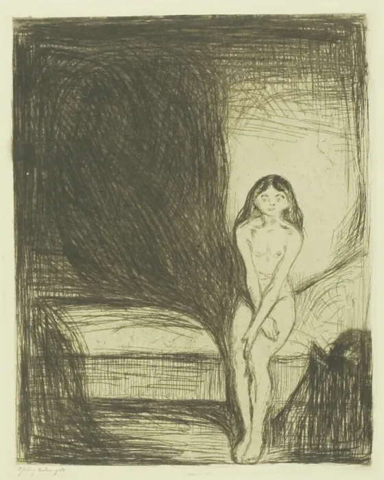 Framed Print : Puberty, 1902. Creator: Edvard Munch Framed Print : Puberty, 1902. Creator: Edvard Munch