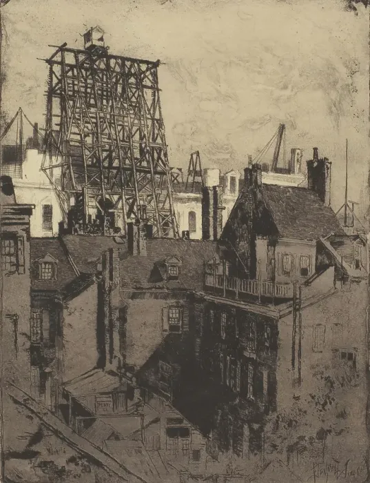 Framed Print : Public Buildings, Philadelphia, 1881. Creator: Joseph Pennell