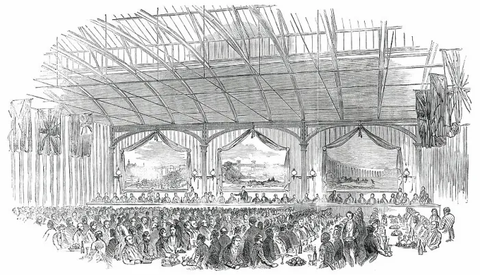 Framed Print : Public Dinner to Robert Stephenson, Esq. M.P. at Newcastle-Upon-Tyne, 1850. Creator: Unknown Framed Print : Public Dinner to Robert Stephenson, Esq. M.P. at Newcastle-Upon-Tyne, 1850. Creator: Unknown
