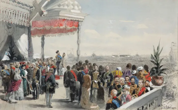 Framed Print : Public festivities following the coronation of Emperor Alexander III on Khodynka Field, 1883. Artist: Makovsky, Vladimir Yegorovich (1846-1920) Framed Print : Public festivities following the coronation of Emperor Alexander III on Khodynka Field, 1883. Artist: Makovsky, Vladimir Yegorovich (1846-1920)