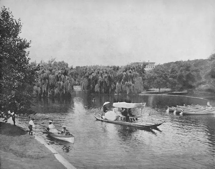 Framed Print : Public Garden and Lake, Boston, c1897. Creator: Unknown Framed Print : Public Garden and Lake, Boston, c1897. Creator: Unknown