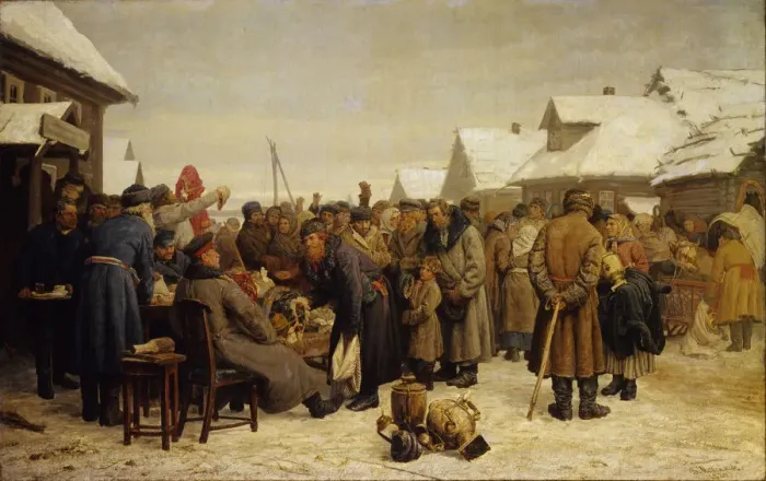 Framed Print : Public property auction for the arrears. Artist: Maximov, Vasili Maximovich (1844-1911) Framed Print : Public property auction for the arrears. Artist: Maximov, Vasili Maximovich (1844-1911)