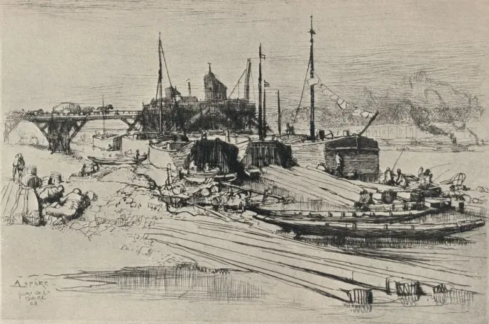 Framed Print : Public Waste Dump, Quai de la Gare, 1915. Artist: Auguste Lepere Framed Print : Public Waste Dump, Quai de la Gare, 1915. Artist: Auguste Lepere
