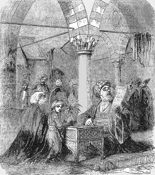 Public Writer at the Bazaar; Industrious Classes in Constantinople, 1854. Creator: Unknown