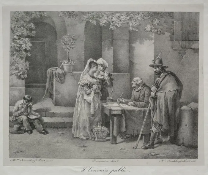 Framed Print : The Public Writer. Creator: Antoinette Cecile Hortense Lescot Haudebourt (French, 1784-1845) Framed Print : The Public Writer. Creator: Antoinette Cecile Hortense Lescot Haudebourt (French, 1784-1845)