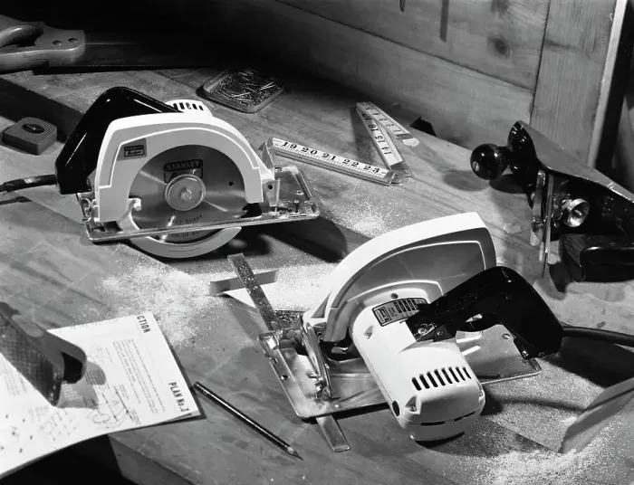 Framed Print : Publicity shot for Stanley circular saws, 1965. Artist: Michael Walters Framed Print : Publicity shot for Stanley circular saws, 1965. Artist: Michael Walters