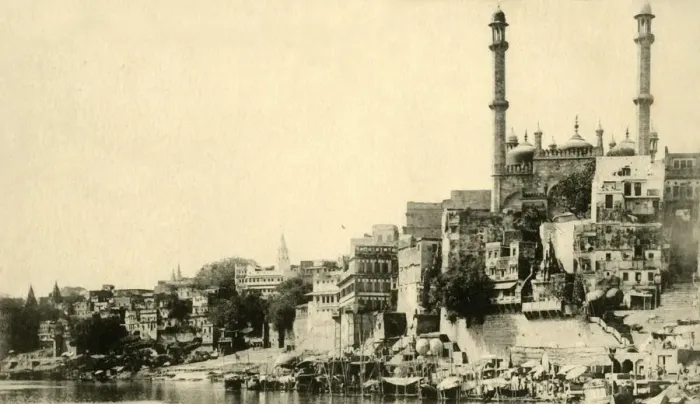 Framed Print : Puchganga Ghat, Benares. Creator: Saeed Bros Framed Print : Puchganga Ghat, Benares. Creator: Saeed Bros