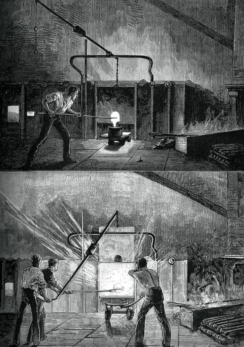Framed Print : Puddlers at work, c1880. Artist: Swain Framed Print : Puddlers at work, c1880. Artist: Swain
