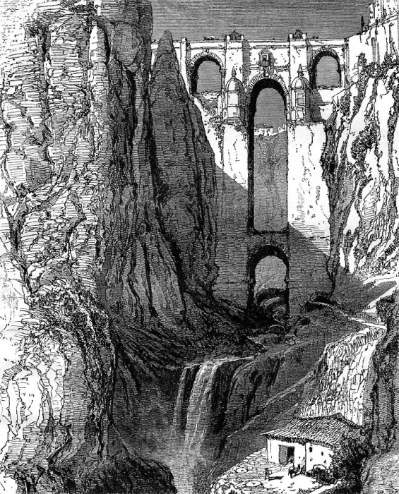 Framed Print : Puente Nuevo, Ronda, Spain, 19th century. Artist: Harry Fenn Framed Print : Puente Nuevo, Ronda, Spain, 19th century. Artist: Harry Fenn