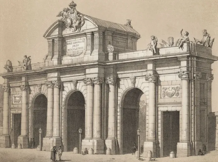 Framed Print : Puerta de Alcala in Madrid, built by order of King Charles III, first opened in 1778 Framed Print : Puerta de Alcala in Madrid, built by order of King Charles III, first opened in 1778