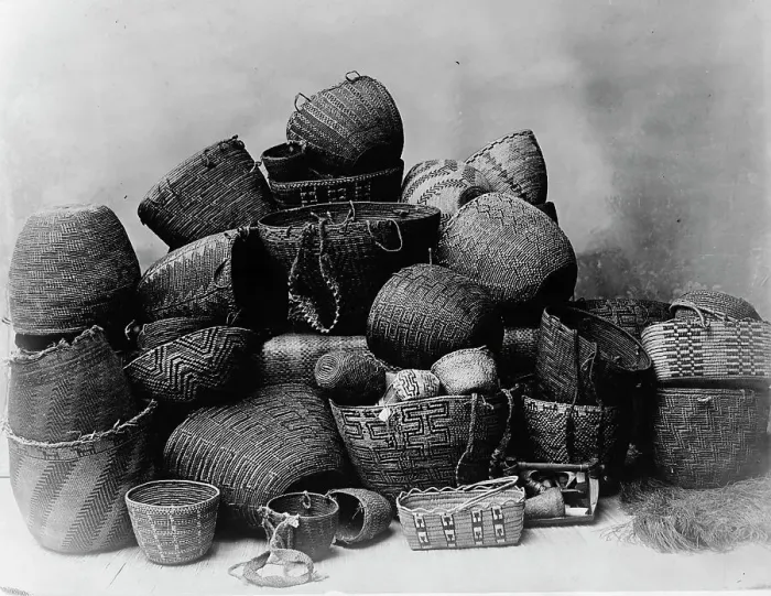 Framed Print : Puget Sound baskets, c1913. Creator: Edward Sheriff Curtis Framed Print : Puget Sound baskets, c1913. Creator: Edward Sheriff Curtis