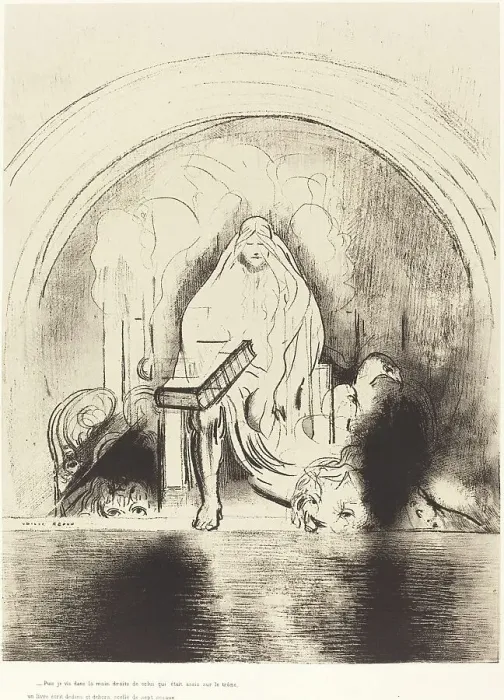 Framed Print : Puis je vis, dans la main droite de celui quietait assis sur le trone, un livre ecritdedans...), 189 Creator: Odilon Redon Framed Print : Puis je vis, dans la main droite de celui quietait assis sur le trone, un livre ecritdedans...), 189 Creator: Odilon Redon