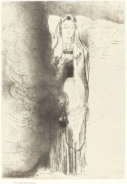 Framed Print : Puis l'ange prit l'encensoir (And the angel took the censer), 1899. Creator: Odilon Redon Framed Print : Puis l'ange prit l'encensoir (And the angel took the censer), 1899. Creator: Odilon Redon