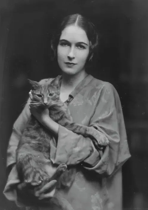 Framed Print : Pujo, Mona, Miss, with Buzzer the cat, portrait photograph, 1916. Creator: Arnold Genthe Framed Print : Pujo, Mona, Miss, with Buzzer the cat, portrait photograph, 1916. Creator: Arnold Genthe