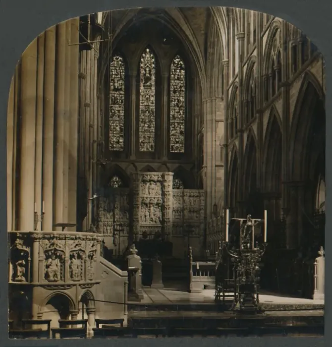 Framed Print : The Pulpit and Choir of Truro Cathedral, Eng. c1910. Creator: Unknown