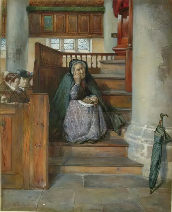 Framed Print : The Pulpit Stair (An Attentive Hearer of the Word), 1865. Creator: George Reid Framed Print : The Pulpit Stair (An Attentive Hearer of the Word), 1865. Creator: George Reid