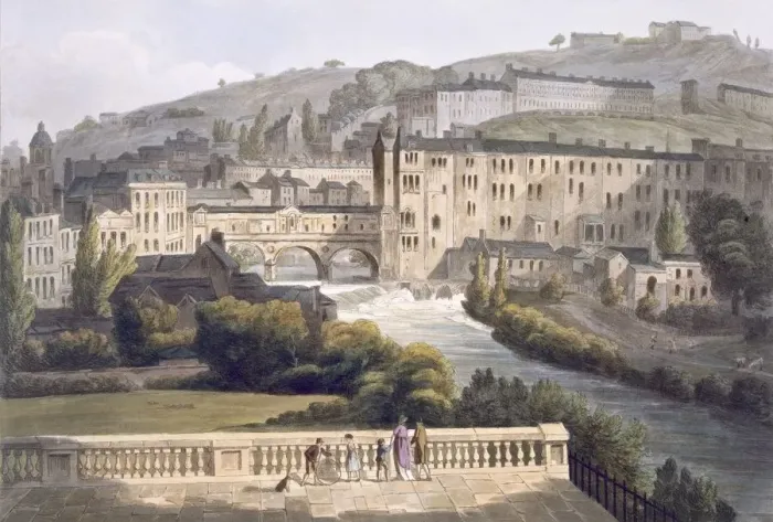 Framed Print : Pulteney Bridge, pub. 1806. Creator: John Claude Nattes (1765-1822) Framed Print : Pulteney Bridge, pub. 1806. Creator: John Claude Nattes (1765-1822)
