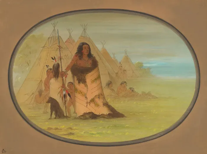 Framed Print : Puncah Chief Surrounded by His Family, 1861 / 1869. Creator: George Catlin Framed Print : Puncah Chief Surrounded by His Family, 1861 / 1869. Creator: George Catlin