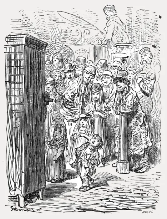Framed Print : Punch and Judy, 1872. Creator: Gustave Doré Framed Print : Punch and Judy, 1872. Creator: Gustave Doré