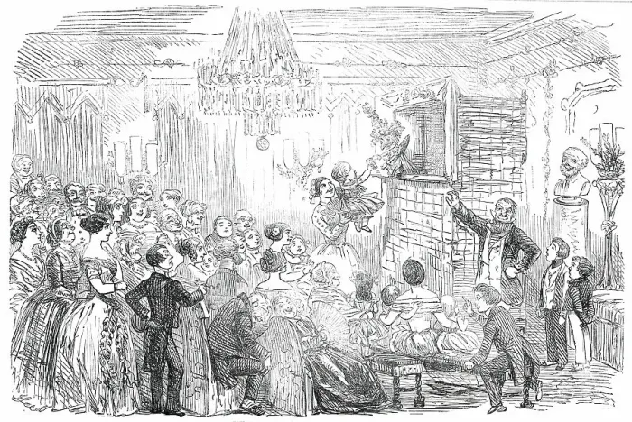 Framed Print : Punch and Judy at Christmas - drawn by Leech, 1850. Creator: Unknown Framed Print : Punch and Judy at Christmas - drawn by Leech, 1850. Creator: Unknown