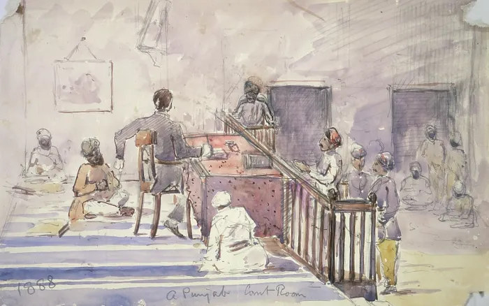 Framed Print : A Punjab court room, 1888. Creator: Alfred Frederick Pollock Harcourt Framed Print : A Punjab court room, 1888. Creator: Alfred Frederick Pollock Harcourt