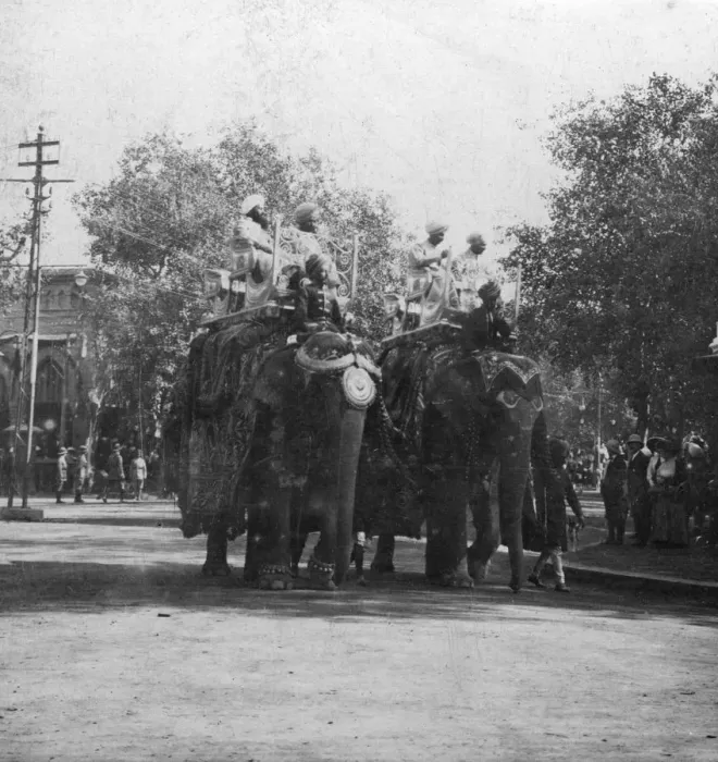 Framed Print : A Punjabi princess riding an elephant in a procession, Delhi, India, 1900s. Artist: H Hands & Son Framed Print : A Punjabi princess riding an elephant in a procession, Delhi, India, 1900s. Artist: H Hands & Son