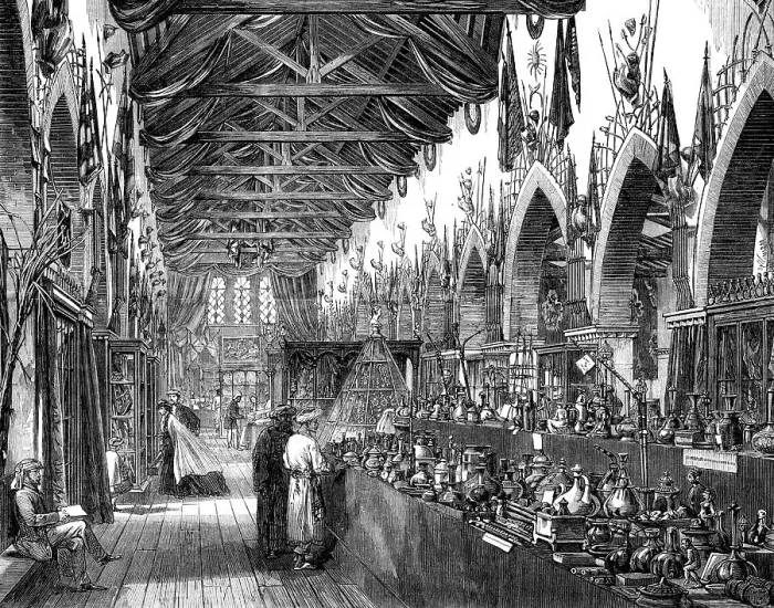 Framed Print : The Punjaub Exhibition of Arts and Industry at Lahore: interior of the building, 1864. Creator: Unknown Framed Print : The Punjaub Exhibition of Arts and Industry at Lahore: interior of the building, 1864. Creator: Unknown
