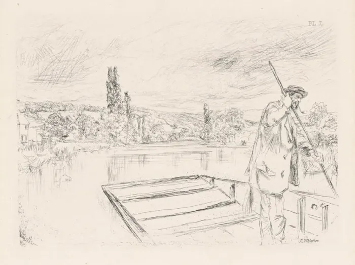 Framed Print : The Punt, 1861 (published 1862). Creator: James Abbott McNeill Whistler Framed Print : The Punt, 1861 (published 1862). Creator: James Abbott McNeill Whistler