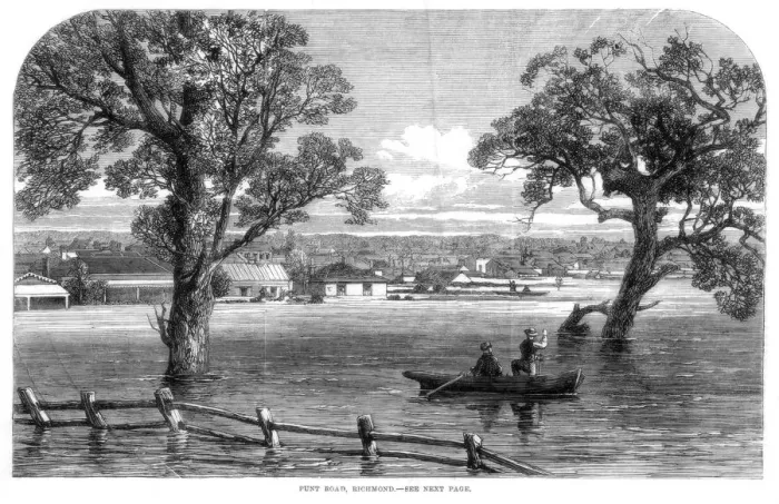 Framed Print : Punt Road, Richmond - Floods at Melbourne, Australia, 1864 Framed Print : Punt Road, Richmond - Floods at Melbourne, Australia, 1864