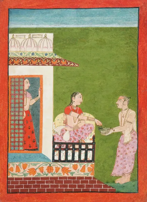 Framed Print : Punyaki Ragini, the Fourth Wife of Bhairava Raga, Folio from a Ragamala (Garland of Melodies), c1700 Creator: Unknown Framed Print : Punyaki Ragini, the Fourth Wife of Bhairava Raga, Folio from a Ragamala (Garland of Melodies), c1700 Creator: Unknown