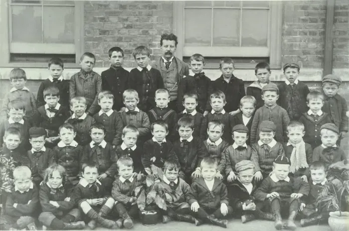 Framed Print : Pupils and their teacher, Elizabeth Street School, Woolwich, 1894 Framed Print : Pupils and their teacher, Elizabeth Street School, Woolwich, 1894