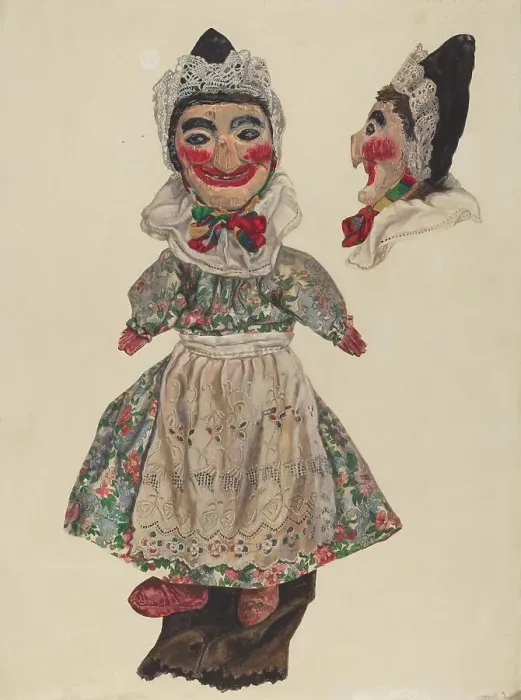 Framed Print : Puppet: Judy, c. 1937. Creator: Dorothy Brennan. Puppet: Judy, c. 1937. Creator: Dorothy Brennan Framed Print : Puppet: Judy, c. 1937. Creator: Dorothy Brennan. Puppet: Judy, c. 1937. Creator: Dorothy Brennan