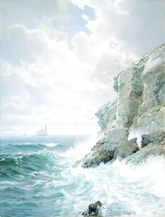 Framed Print : Purgatory Cliff, 1876. Creator: William Trost Richards Framed Print : Purgatory Cliff, 1876. Creator: William Trost Richards
