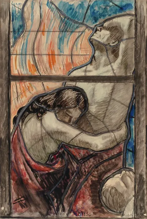 Framed Print : Purgatory, detail of a stained glass composition for the Turku Cathedral, 1923. Creator: Magnus Enckell Framed Print : Purgatory, detail of a stained glass composition for the Turku Cathedral, 1923. Creator: Magnus Enckell