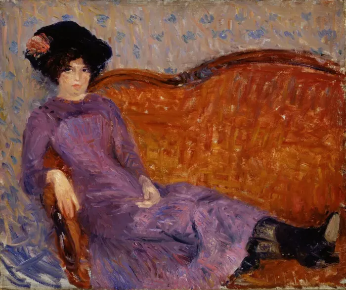 Framed Print : The Purple Dress, 1908-1910. Creator: William James Glackens Framed Print : The Purple Dress, 1908-1910. Creator: William James Glackens