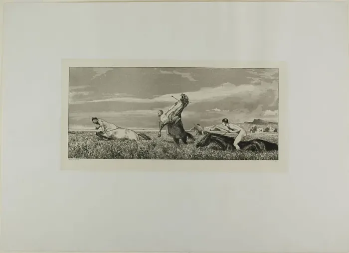 Framed Print : Pursued Centaur, plate three from Intermezzos, 1881. Creator: Max Klinger Framed Print : Pursued Centaur, plate three from Intermezzos, 1881. Creator: Max Klinger