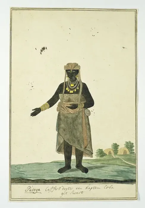 Framed Print : Pusega, daughter of Coba (or Kobé), a chief of the Gqunukhwebe tribe, 1778. Creator: Robert Jacob Gordon Framed Print : Pusega, daughter of Coba (or Kobé), a chief of the Gqunukhwebe tribe, 1778. Creator: Robert Jacob Gordon