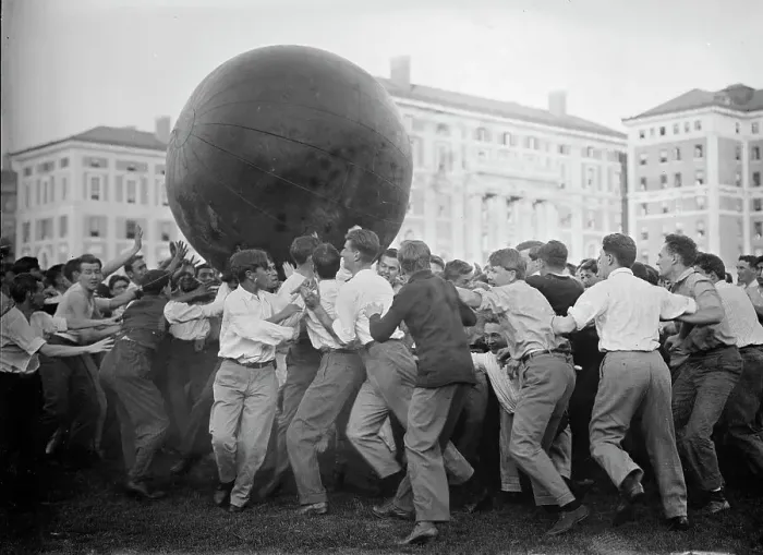 Framed Print : Push Ball Scrimmage, Columbia, between c1910 and c1915. Creator: Bain News Service