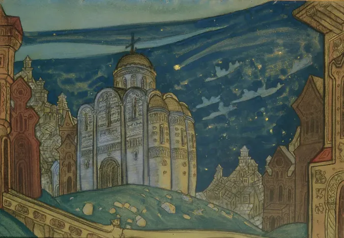 Framed Print : Putivl. Stage design for the opera Prince Igor by A. Borodin, 1914. Artist: Roerich, Nicholas (1874-1947) Framed Print : Putivl. Stage design for the opera Prince Igor by A. Borodin, 1914. Artist: Roerich, Nicholas (1874-1947)