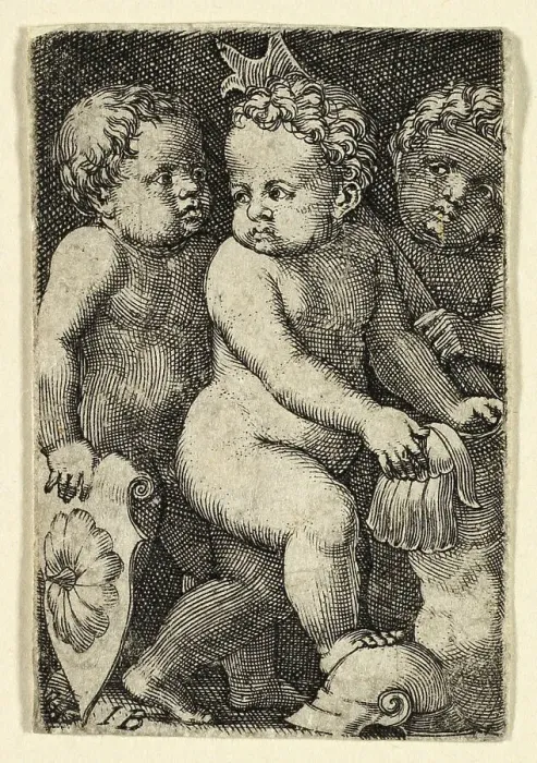 Framed Print : Three Putti with Armor, 1523 / 30. Creator: Master I.B Framed Print : Three Putti with Armor, 1523 / 30. Creator: Master I.B