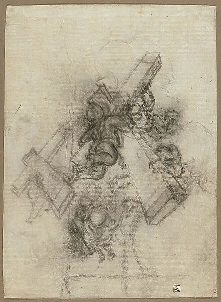 Putti Carrying the Cross (recto); Studies of a Hand (verso), 1672 / 75. Creator: Gian Lorenzo Bernini