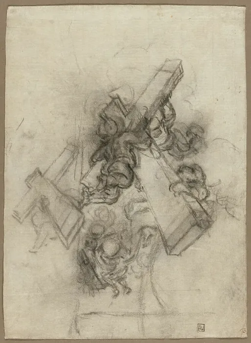 Framed Print : Putti Carrying the Cross (recto); Studies of a Hand (verso), 1672 / 75. Creator: Gian Lorenzo Bernini