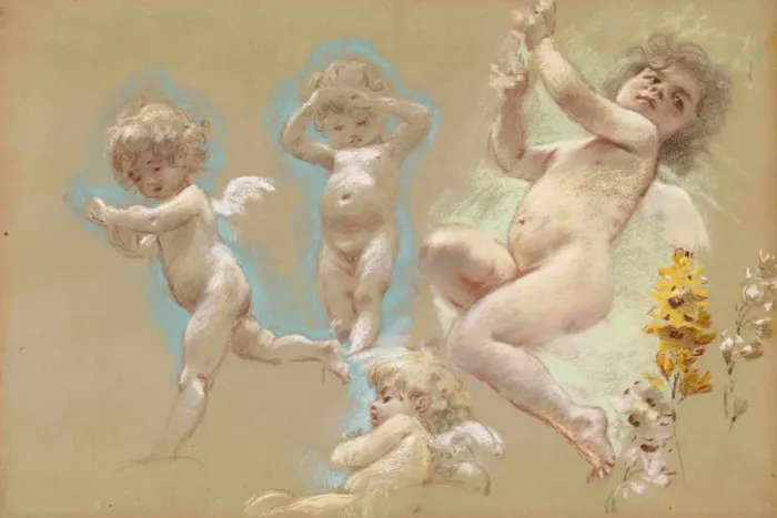 Framed Print : Putti. Interior Decor of the Baron von Dervis Mansion in Petersburg. Artist: Makovsky, Konstantin Yegorovich (1839-1915) Framed Print : Putti. Interior Decor of the Baron von Dervis Mansion in Petersburg. Artist: Makovsky, Konstantin Yegorovich (1839-1915)