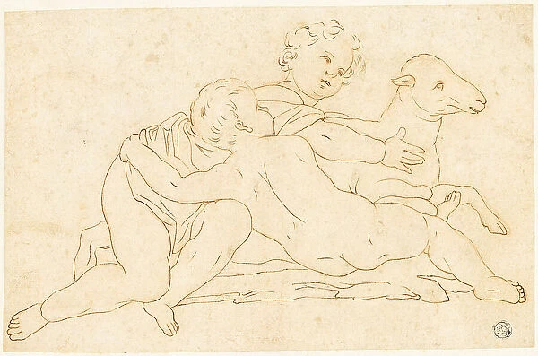 Two Putti with Lamb, n.d. Creator: School of Leonardo da Vinci Italian, 1452-1519